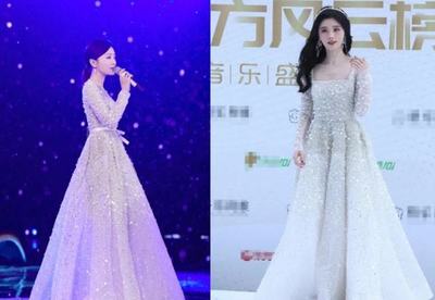 女星出席时尚活动，礼服造型被指撞衫他人