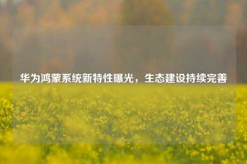 华为鸿蒙系统新特性曝光，生态建设持续完善