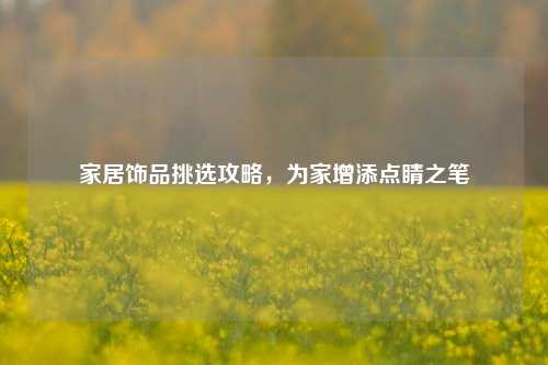 家居饰品挑选攻略，为家增添点睛之笔